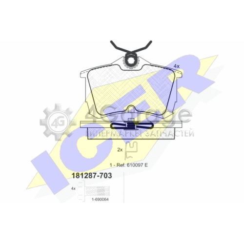 ICER 181287703 Комплект тормозных колодок дисковый тормоз