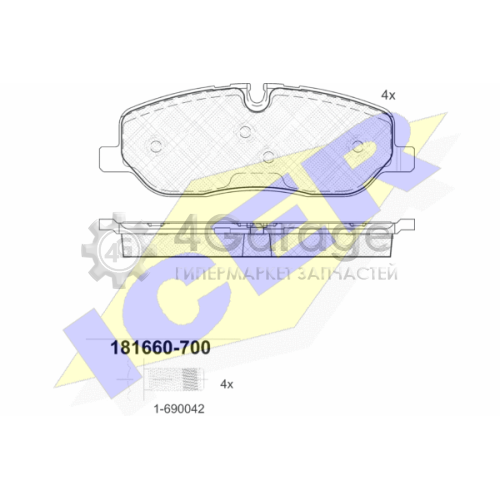 ICER 181660700 Комплект тормозных колодок дисковый тормоз