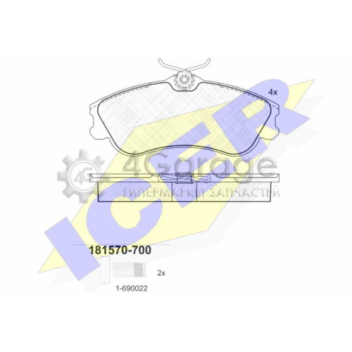 ICER 181570700 Комплект тормозных колодок дисковый тормоз