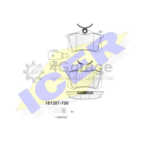 ICER 181387700 Комплект тормозных колодок дисковый тормоз