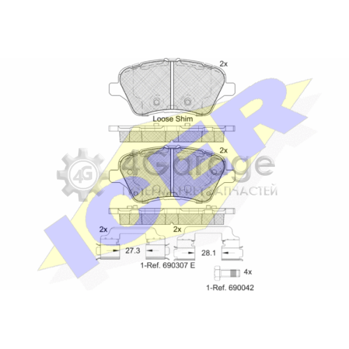 ICER 182108 Комплект тормозных колодок дисковый тормоз