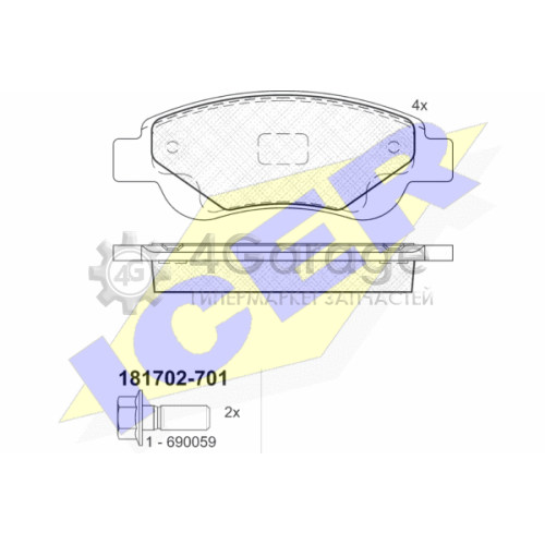 ICER 181702701 Комплект тормозных колодок дисковый тормоз