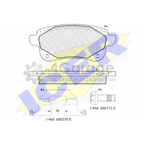 ICER 182222208 Комплект тормозных колодок дисковый тормоз