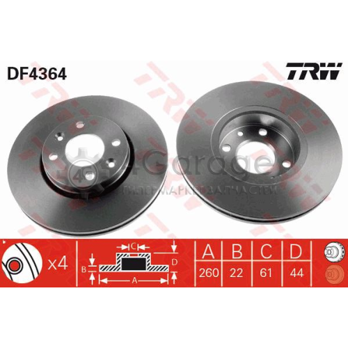 TRW DF4364 Тормозной диск