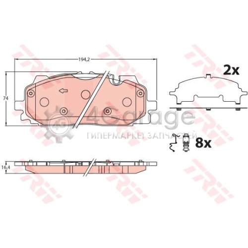 TRW GDB2190 Колодка тормозная компл. передние audi a4 a5 q5 q7 2.0 3.0 dh 01.15