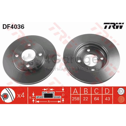 TRW DF4036 Тормозной диск