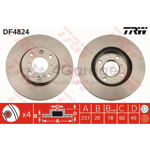 TRW DF4824 Тормозной диск