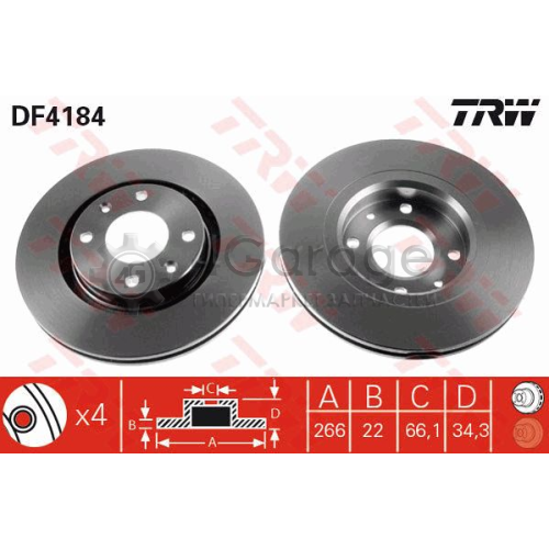 TRW DF4184 Тормозной диск