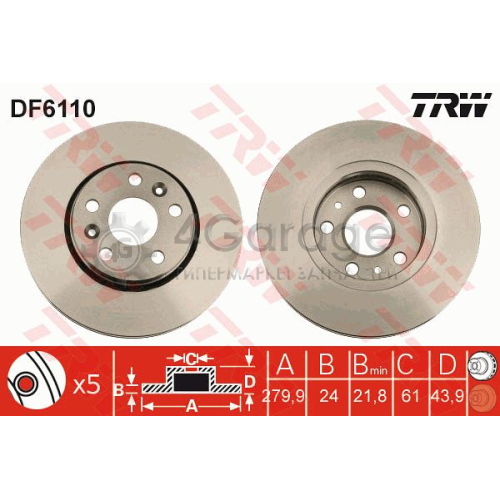 TRW DF6110 Тормозной диск