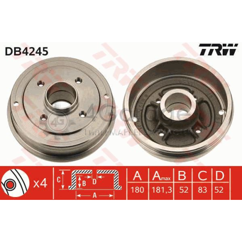 TRW DB4245 Тормозной барабан