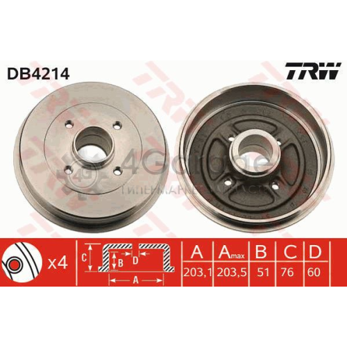 TRW DB4214 Тормозной барабан