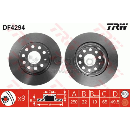 TRW DF4294 Тормозной диск