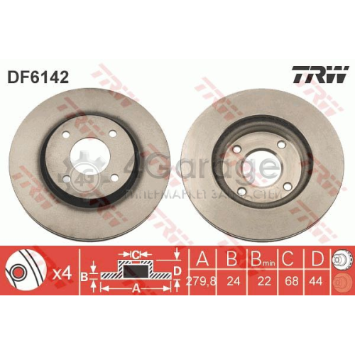 TRW DF6142 Тормозной диск
