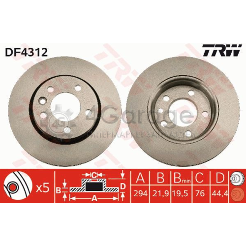 TRW DF4312 Тормозной диск