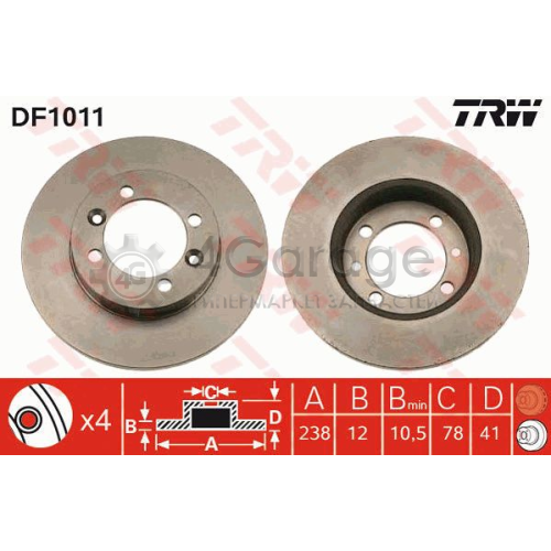 TRW DF1011 Тормозной диск