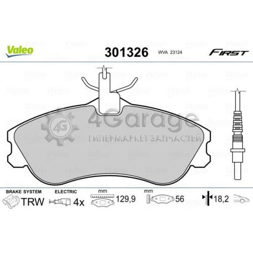 VALEO 301326 Колодки торм. пер PEUG 306