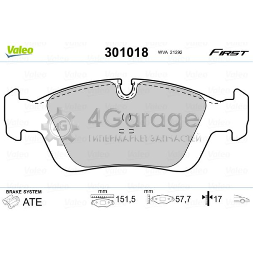 VALEO 301018 Колодки торм. пер BMW E36