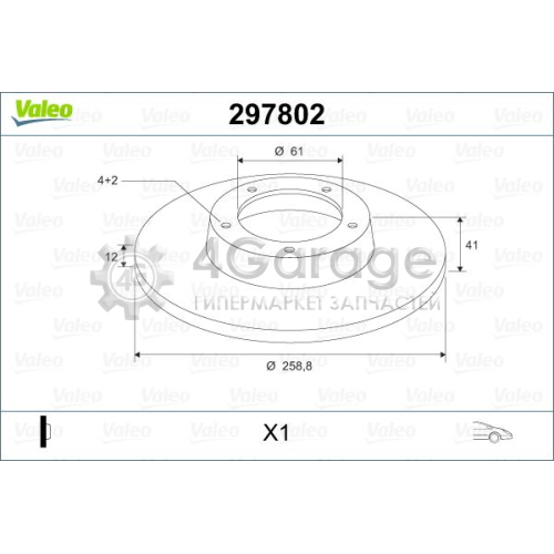 VALEO 297802 Диск торм. DACIA LOGAN SANDERO