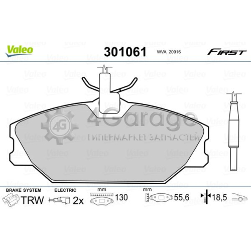 VALEO 301061 Колодки торм. пер.REN MEGANE