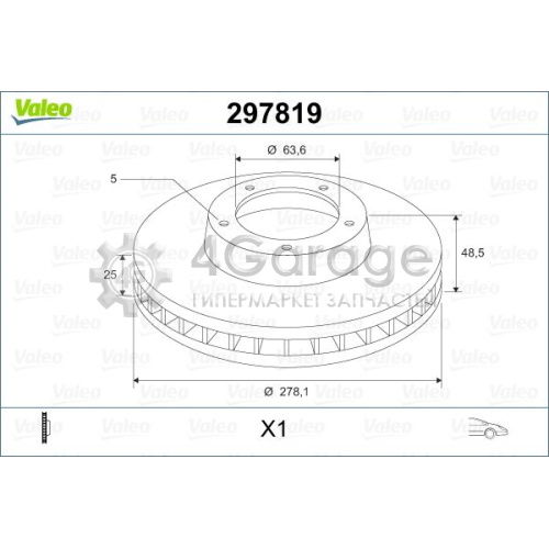 VALEO 297819 Диск торм. FOR VOLVO