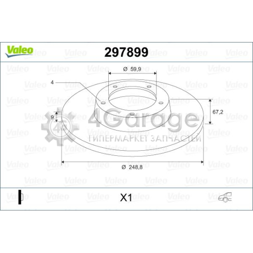 VALEO 297899 Диск тормозной PEUGEOT 307 (2001>2005)