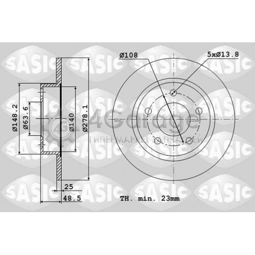 SASIC 6106010 Тормозной диск