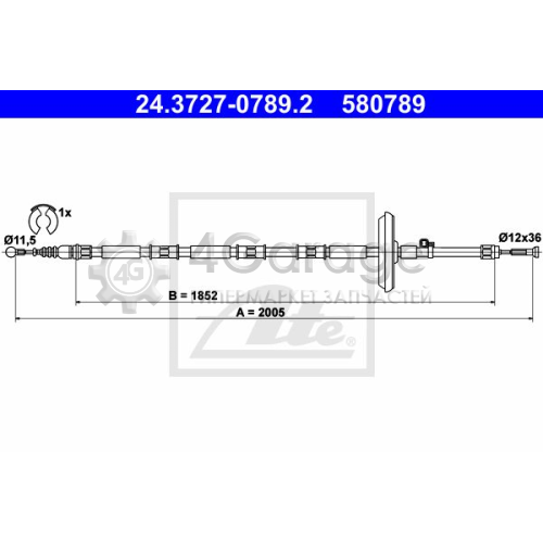 ATE 24372707892 Тросик cтояночный тормоз