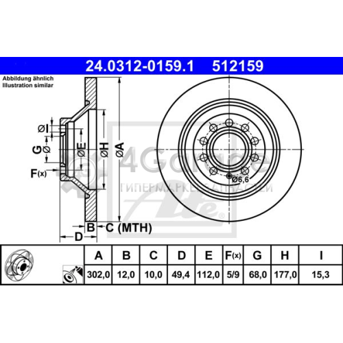 ATE 24031201591 Тормозной диск PowerDisc