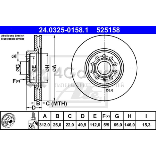 ATE 24032501581 Тормозной диск PowerDisc