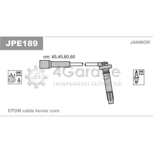 JANMOR JPE189 Комплект проводов зажигания