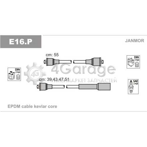 JANMOR E16P Комплект проводов зажигания