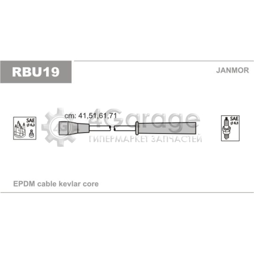 JANMOR RBU19 Комплект проводов зажигания