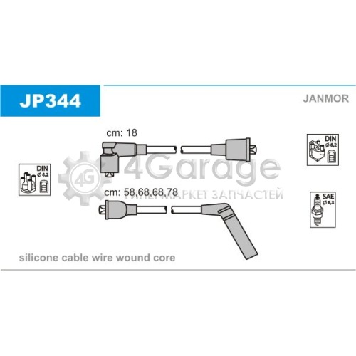 JANMOR JP344 Комплект проводов зажигания