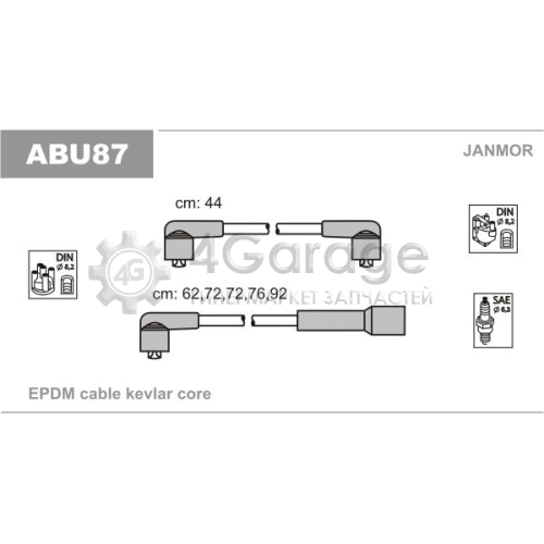 JANMOR ABU87 Комплект проводов зажигания