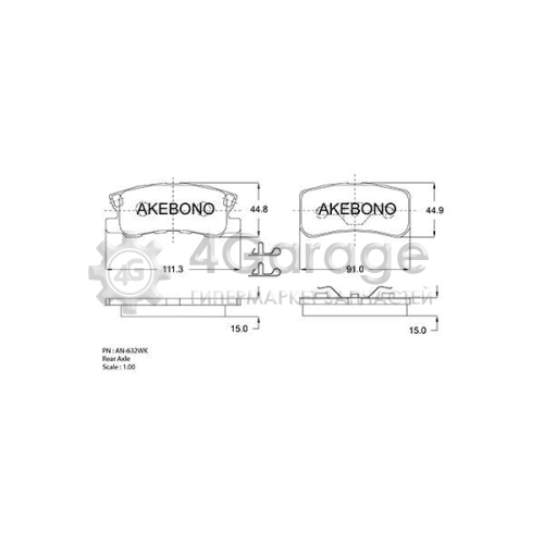 AKEBONO AN632WK Комплект тормозных колодок дисковый тормоз Standard