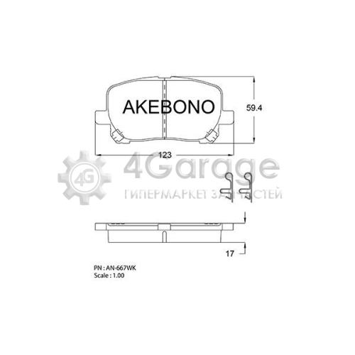 AKEBONO AN667WK Комплект тормозных колодок дисковый тормоз Standard