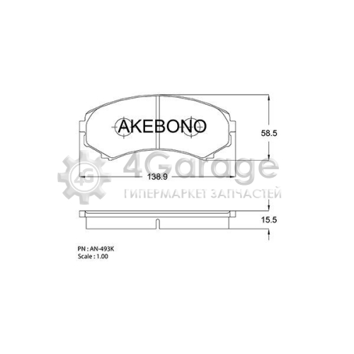 AKEBONO AN493K Комплект тормозных колодок дисковый тормоз Standard