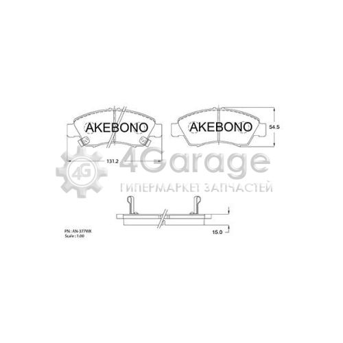 AKEBONO AN377WK Комплект тормозных колодок дисковый тормоз Standard