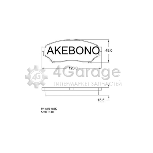 Комплект тормозных колодок дисковый тормоз Standard AKEBONO AN486K в Ростове-на-Дону