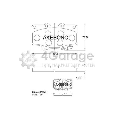 AKEBONO AN336WK Комплект тормозных колодок дисковый тормоз Standard