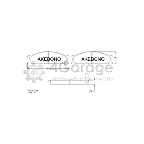 AKEBONO AN212WK Комплект тормозных колодок дисковый тормоз Standard