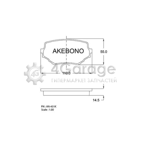 AKEBONO AN451K Комплект тормозных колодок дисковый тормоз Standard