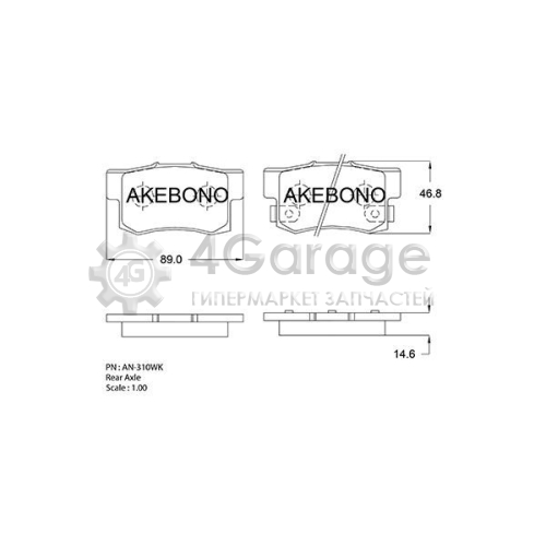 AKEBONO AN310WK Комплект тормозных колодок дисковый тормоз Standard