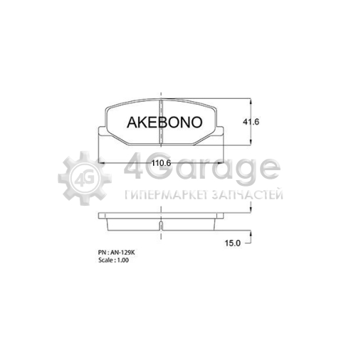 AKEBONO AN129K Комплект тормозных колодок дисковый тормоз Standard