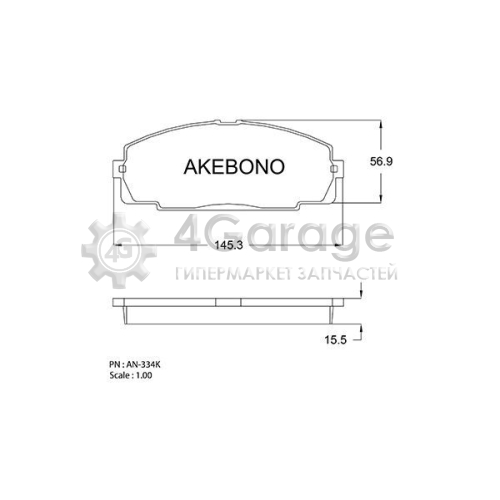 AKEBONO AN334K Комплект тормозных колодок дисковый тормоз Standard