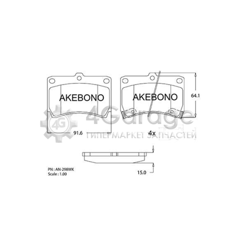 AKEBONO AN298WK Комплект тормозных колодок дисковый тормоз Standard