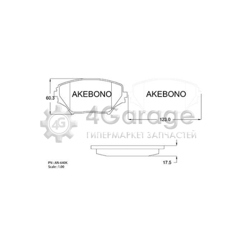 AKEBONO AN640K Комплект тормозных колодок дисковый тормоз Standard