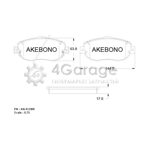 AKEBONO AN413WK Комплект тормозных колодок дисковый тормоз Standard