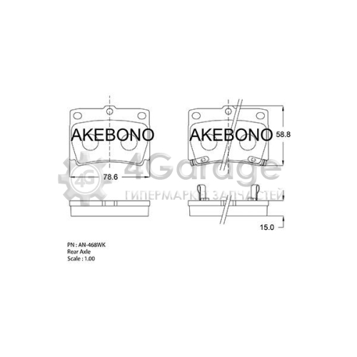 AKEBONO AN468WK Комплект тормозных колодок дисковый тормоз Standard