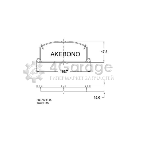 AKEBONO AN113K Комплект тормозных колодок дисковый тормоз Standard